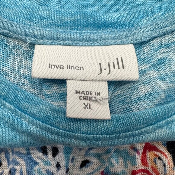 J. Jill Tank Size XL Blue Paisly Shirt 100% Linen Summer Love Linen Women - Picture 5 of 10